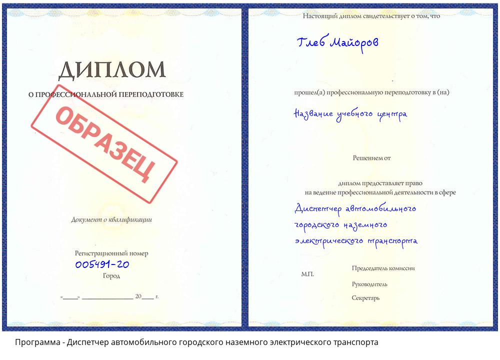 Диспетчер автомобильного городского наземного электрического транспорта Ухта